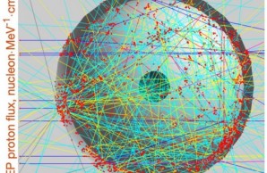 blueish circle with green center and crisscrossing yellow and red lines, against lighter blue background